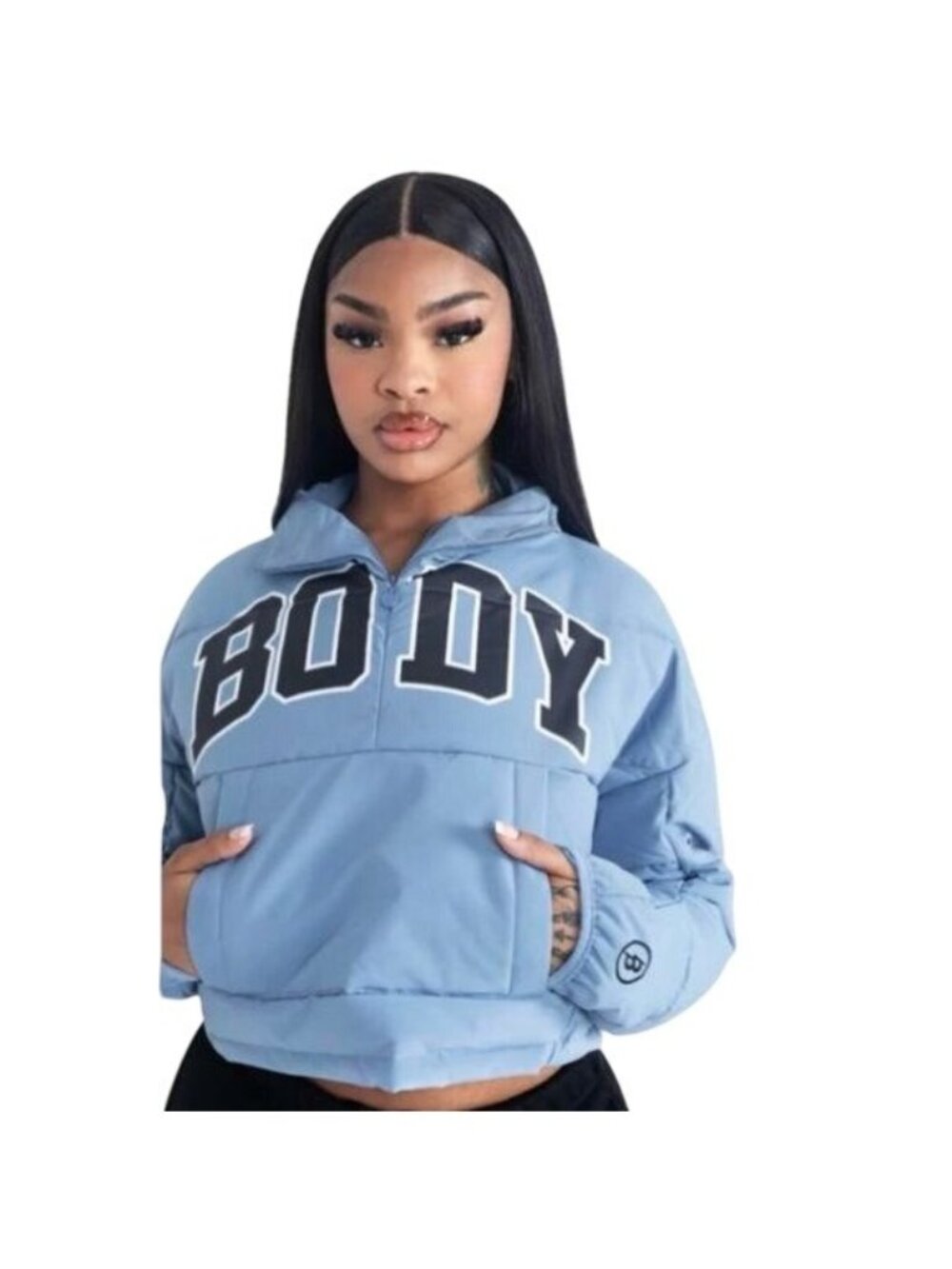 NWT Body By Raven Tracy Camp Oversized Cropped Puffer Pullover Jacket Size XS